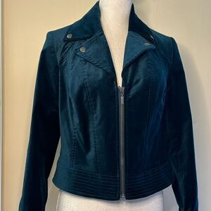 Chico’s Teal Velvet Boxy Moto Jacket